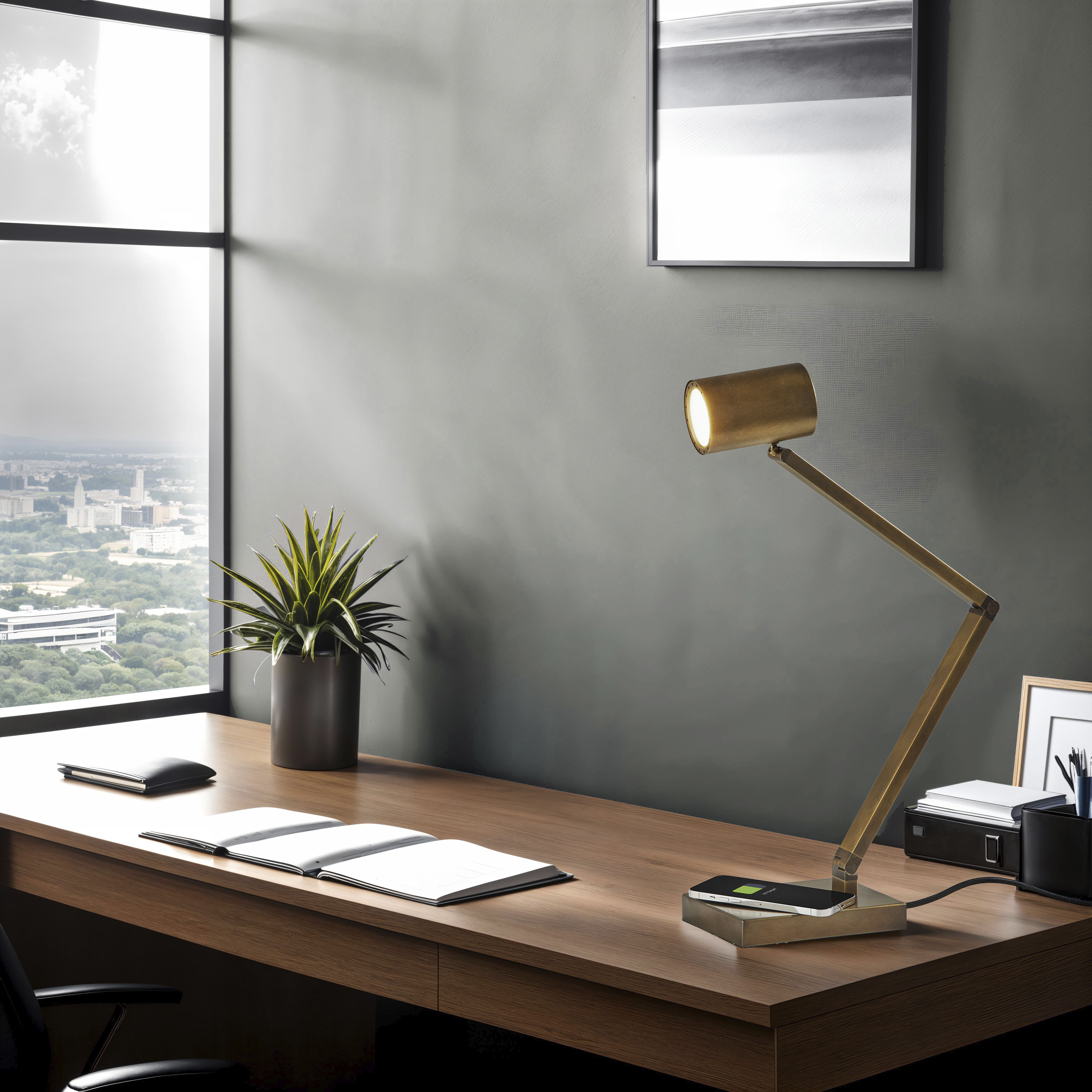 Newman 19 inch 10.00 watt Lacquered Burnished Brass Task Lamp Portable Light, ADS360